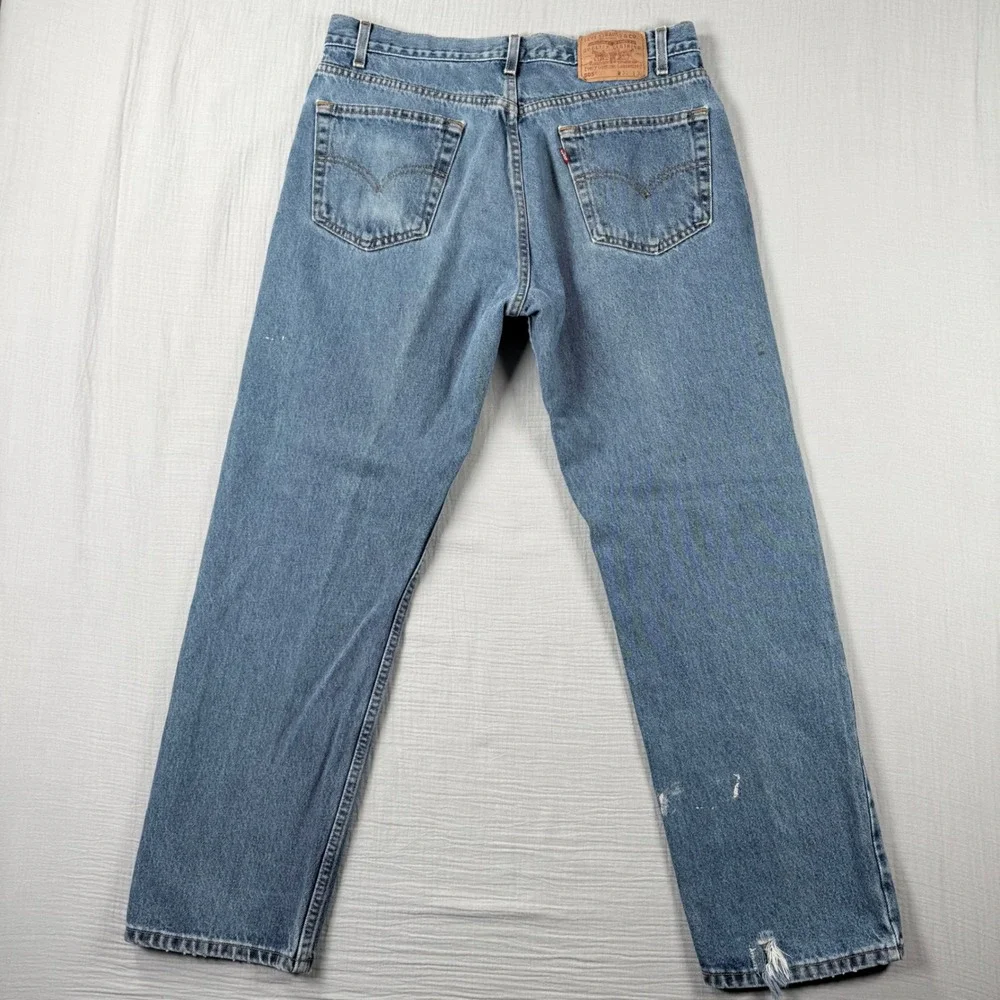Vintage Levis 505 Jeans 36x30 (35x30) Y2k Distressed Black Batwing 1998 90s Punk